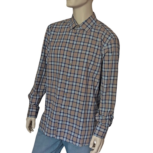 Joseph Abboud Plaid Shirt Spread Collar Full Button Front French Placket NWOT - Picture 4 of 16